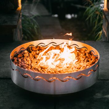 Fire Surfer Fire Pit by Fire Pit Art on balcony-close up