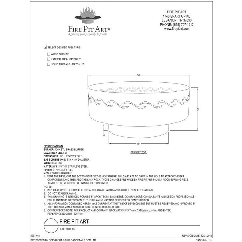 Fire Pit Art Fire Surfer Fire Pit - specification