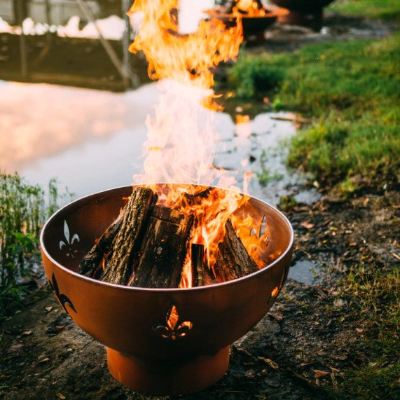 Fleur de Lis - top view, with fire