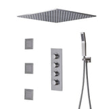 FontanaShowers Ceiling Shower Set Thermostatic Valve Brushed Nickel Wall Mount with Jetspray & Handshower