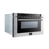 Forno Appliace Package - 36 Inch Dual Fuel Range, Wall Mount Range Hood, Refrigerator, Microwave Drawer, Dishwasher, AP-FFSGS6156-36-8