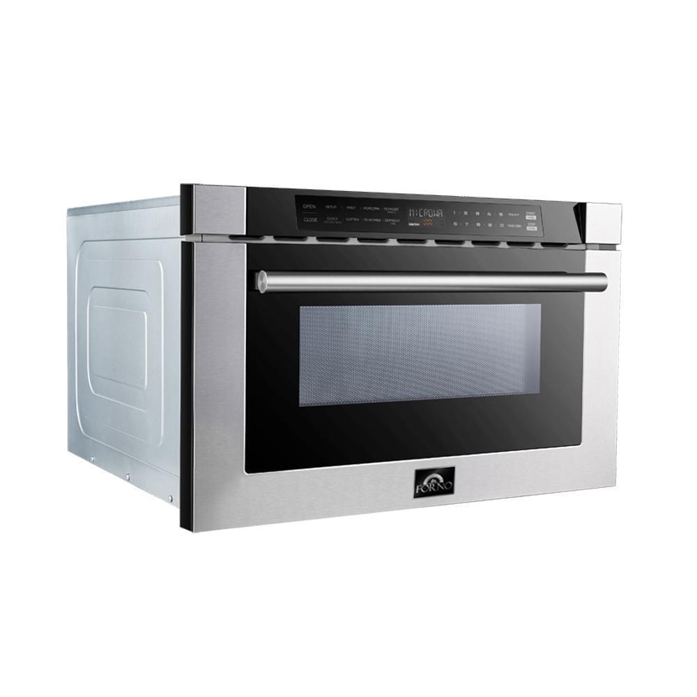 Forno Appliance Package - 36 Inch Gas Burner/Electric Oven Pro Range, Wall Mount Range Hood, Microwave Drawer, Dishwasher, AP-FFSGS6187-36-W-6