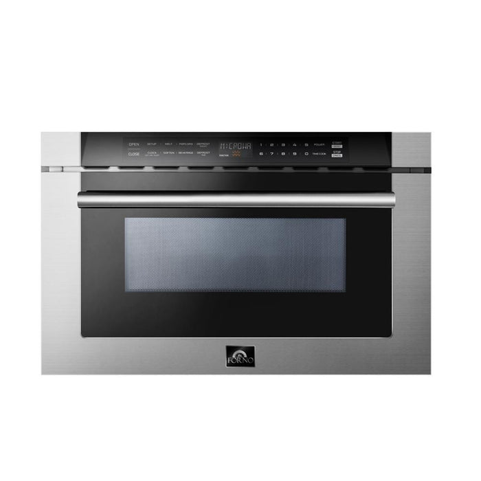 Forno Appliance Package - 36 Inch Gas Burner/Electric Oven Pro Range, Wall Mount Range Hood, Microwave Drawer, AP-FFSGS6187-36-W-3