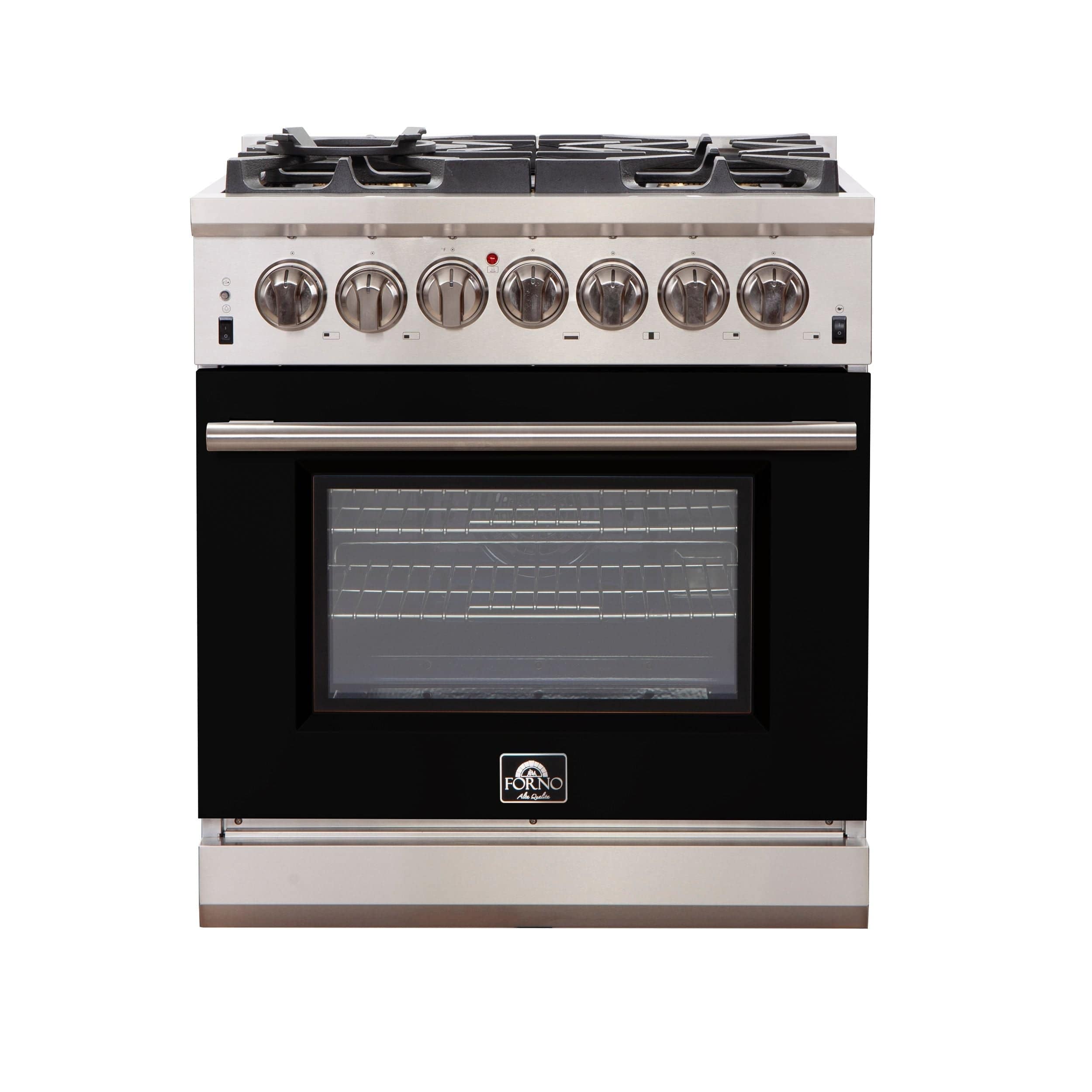 Forno 30 Inch Professional Freestanding Gas Range in Black, FFSGS6260-30BLK