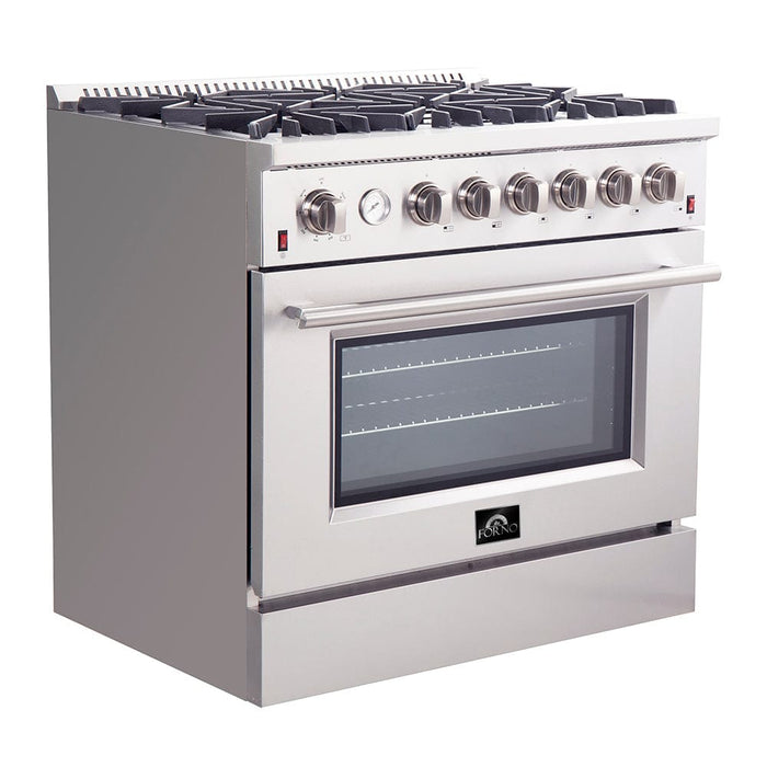 Forno 36 In. Freestanding Gas Range with Airfryer in Stainless Steel, FFSGS6291-36