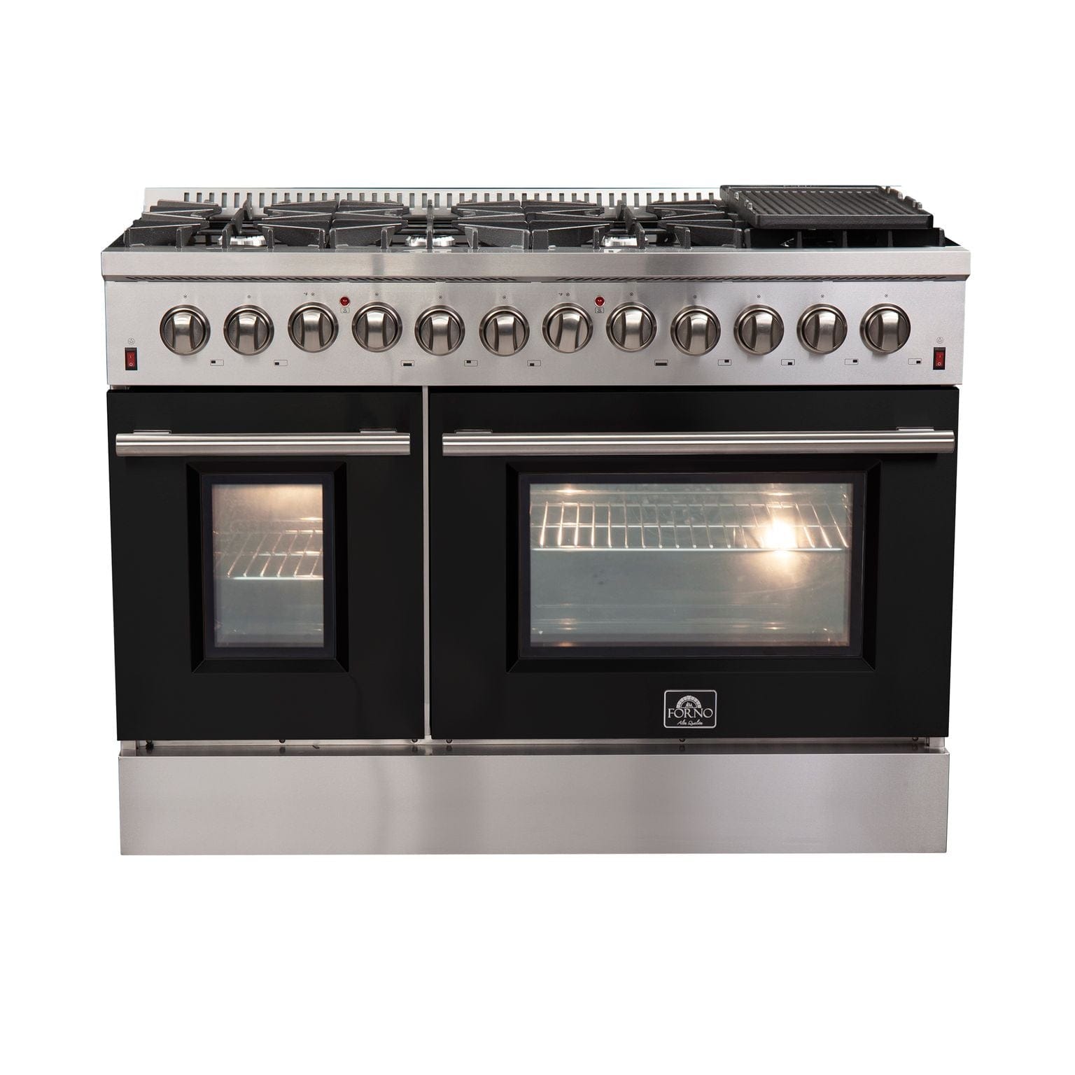 Forno 48 Inch Professional Freestanding Dual Fuel Range in Black, FFSGS6156-48BLK