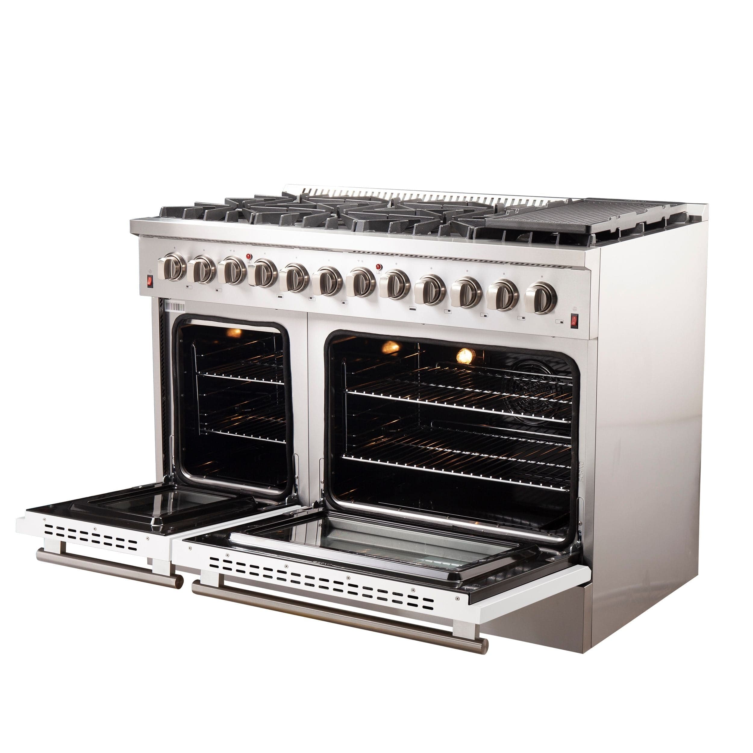 Forno 48 Inch Professional Freestanding Dual Fuel Range in White, FFSGS6156-48WHT