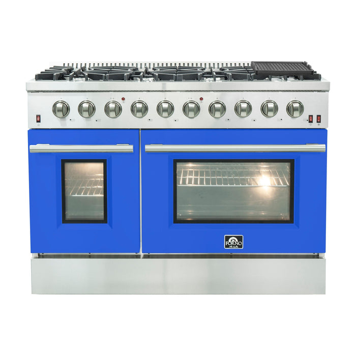 Forno 48 Inch Professional Freestanding Gas Range in Blue, FFSGS6244-48BLU