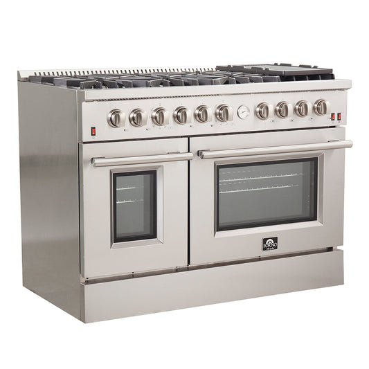 Forno 48 In. Freestanding 6.58 cu. ft. Gas Range with Airfryer in Stainless Steel, FFSGS6291-48