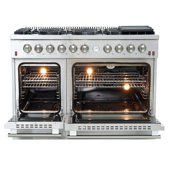 Forno 48 In. Freestanding 6.58 cu. ft. Gas Range with Airfryer in Stainless Steel, FFSGS6291-48