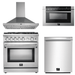 Forno Appliance Package - 30 Inch Gas Range, Wall Mount Range Hood, Microwave Drawer, Dishwasher, AP-FFSGS6275-30-W-6