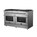 Forno Galiano 60 In. 8.64 cu. ft. Professional Freestanding Dual Fuel Range in Stainless Steel, FFSGS6156-60