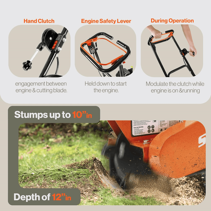 Super Handy GUO110 Stump Grinder Gas 9 HP Alphaworks Engine with 12" Blade and 6 Carbide Teeth Direct Drive New