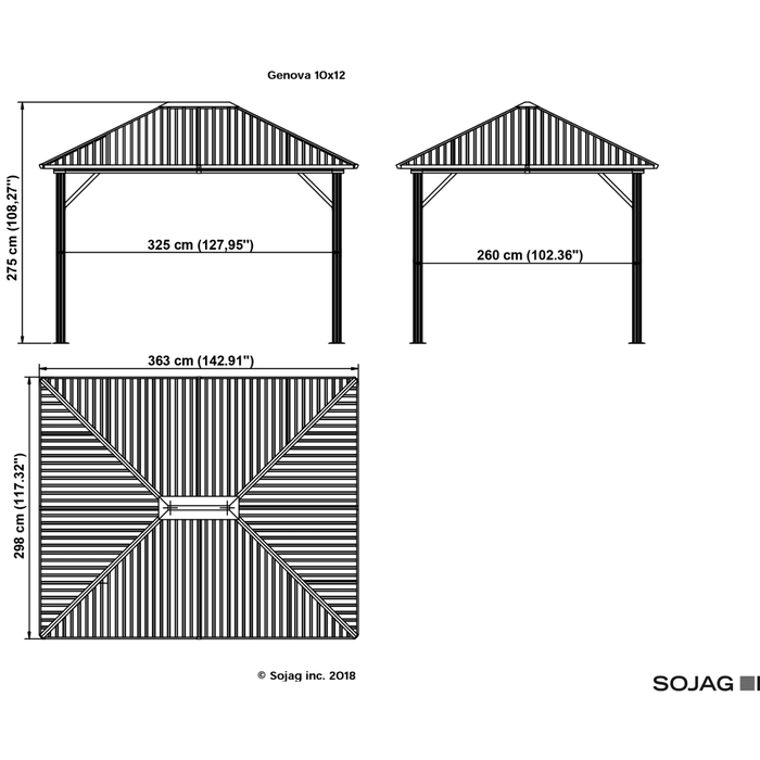 Sojag™ Genova Gazebo Steel Roof with Mosquito Netting