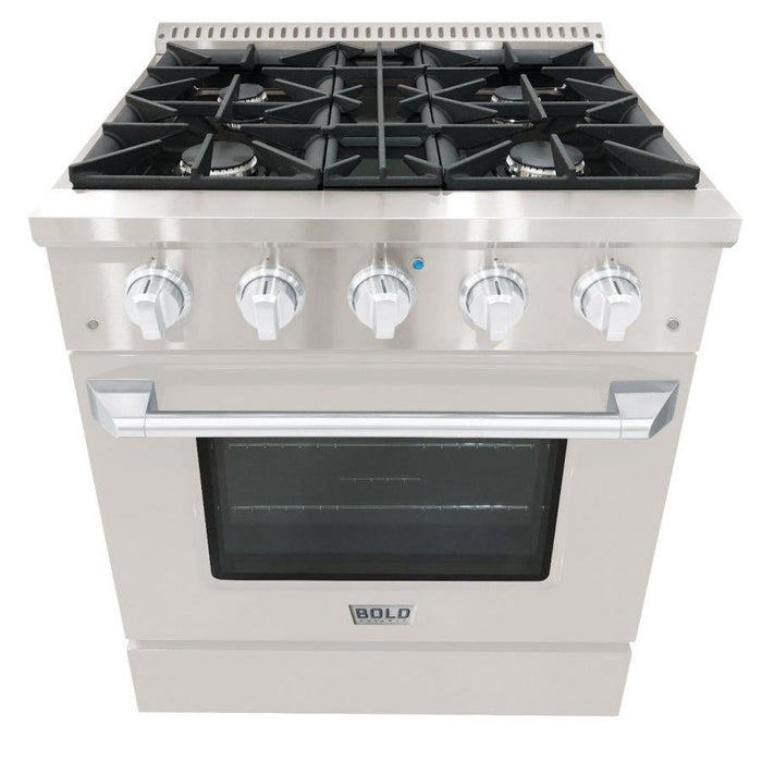 Hallman BOLD 30" 4.2 Cu.Ft. 4 Burner Freestanding Dual Fuel Range and Electric Oven - HBRDF30