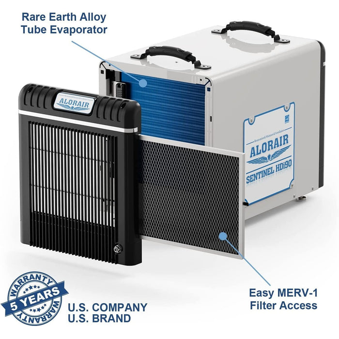 AlorAir Basement/Crawlspace Dehumidifiers 198 PPD Saturation , 90 Pints AHAM - Sentinel HDi90