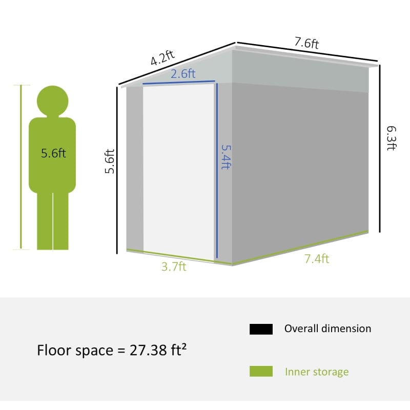 Outsunny 4' x 8' Steel Garden Storage Shed - 845-692V01