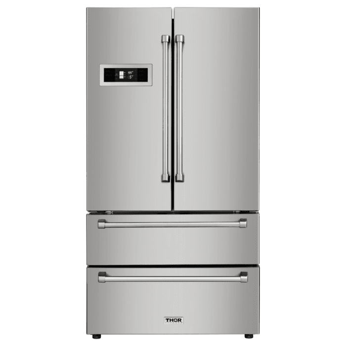 Thor Kitchen Appliance Package - 36 in. Propane Gas Range, Range Hood, Refrigerator, Dishwasher, Wine Cooler, AP-LRG3601ULP-4