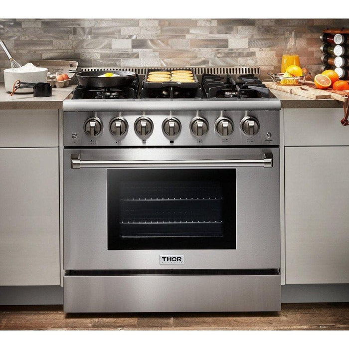 Thor Kitchen 36 in. 5.2 cu. ft. Professional Propane Gas Range in Stainless Steel, HRG3618ULP