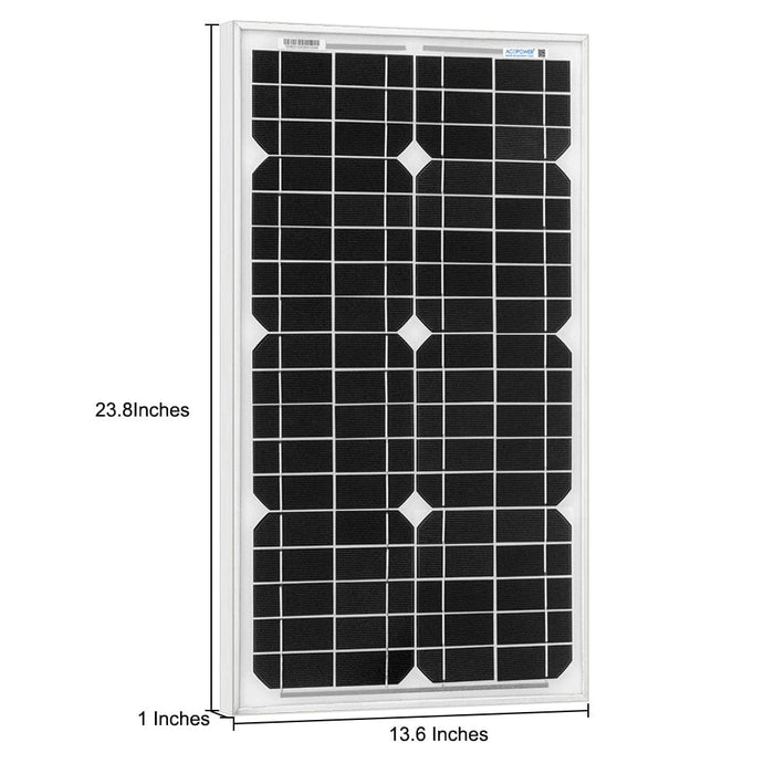 ACOPower 30W 12V Solar Charger Kit, 5A Charge Controller - HY-CKM-30W