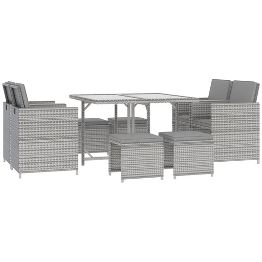 Outsunny 9 Piece Patio Wicker Dining Sets, Space Saving Outdoor Sectional Conversation Set - 861-011CG