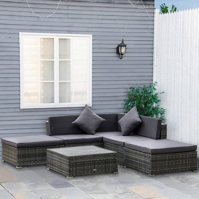 Outsunny 6-Piece Patio Furniture Sets Outdoor Sectional Sofa Set - 860-213GY
