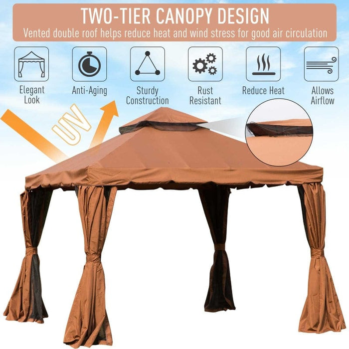 Outsunny 10' x 10' Two-Tier Outdoor Event Canopy - 84C-051BN