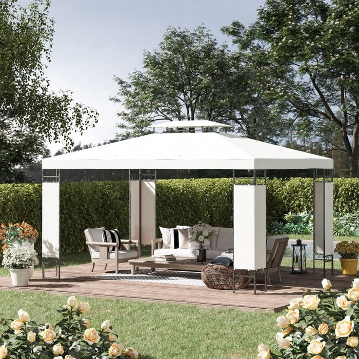 Outsunny 13' x 10' Patio Gazebo Outdoor Canopy Shelter w/ Double Vented Roof - 84C-290CW