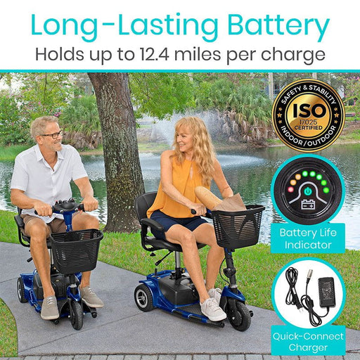 Vive Health 3 Wheel Mobility Scooter - Electric Long Range Powered Wheelchair - Backyard Provider