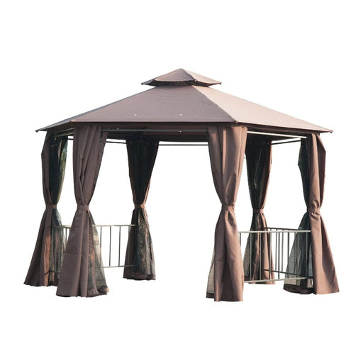 Outsunny 13' x 13' Party Tent, 2 Tier Outdoor Hexagon Patio Canopy - 84C-052CF