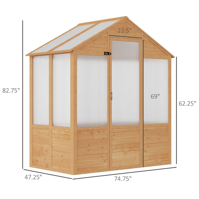 Outsunny 6' x 4' x 7' Wooden Greenhouse - 845-747