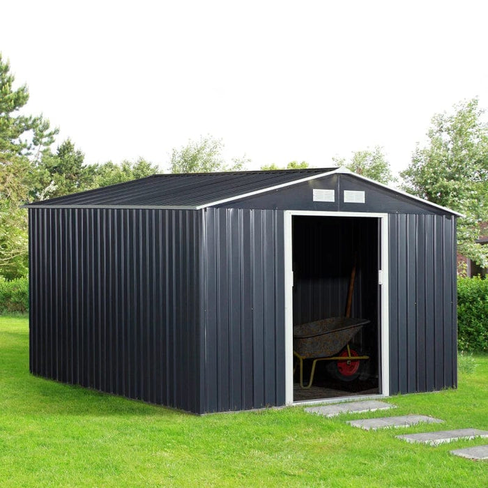 Outsunny 11' x 9' Metal Garden Shed Utility Tool Storage - 845-031V02