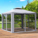 Outsunny 9.6' x 9.6' Patio Gazebo Outdoor Pavilion 2 Tier Roof Canopy - 84C-133GY