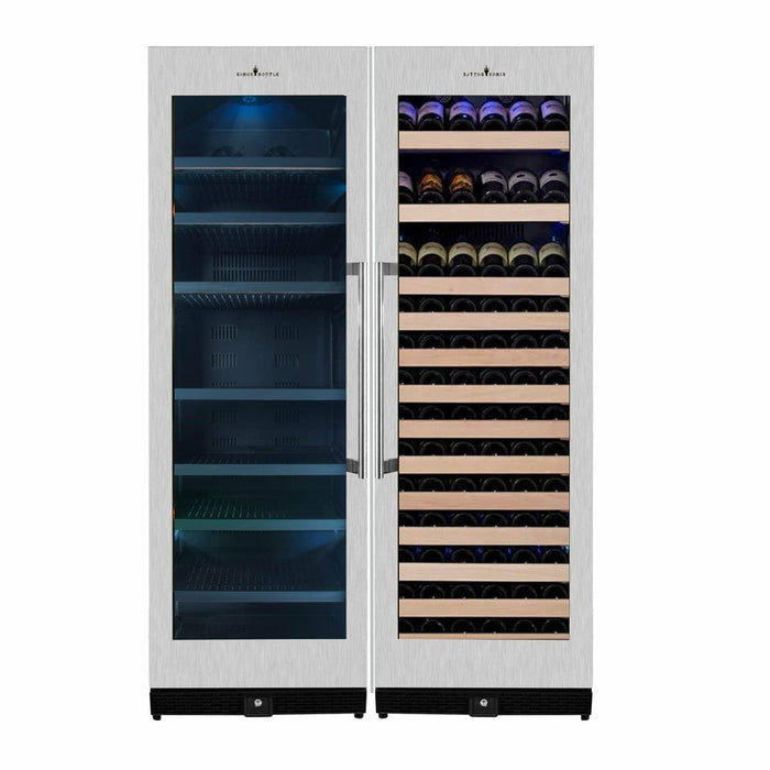 Kings Bottle 72" Large Wine And Beverage Cooler Drinks Combo With Clear Door - KBU170BW2-FG
