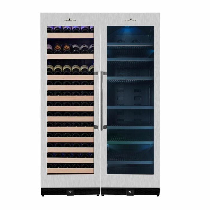 Kings Bottle 72" Large Wine And Beverage Cooler Drinks Combo With Clear Door - KBU170BW2-FG