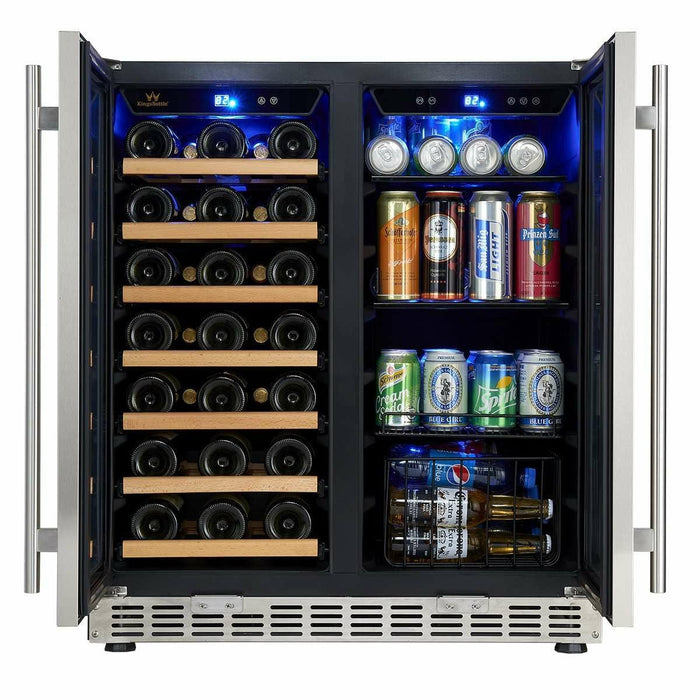 Kings Bottle 30" Under Counter Low-E Glass Door Wine and Beer Cooler Combo - KBUSF66BW-SS