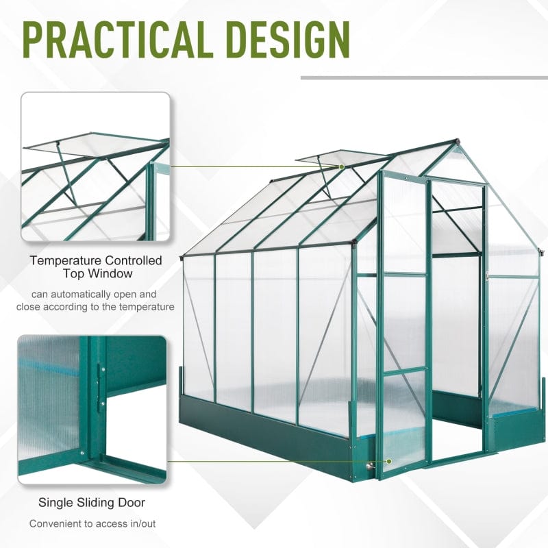 Outsunny 6' x 8' x 7' Walk-in Plant Polycarbonate Greenhouse - 845-421