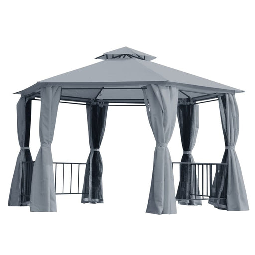 Outsunny 13' x 13' Party Tent, 2 Tier Outdoor Hexagon Patio Canopy - 84C-052GY