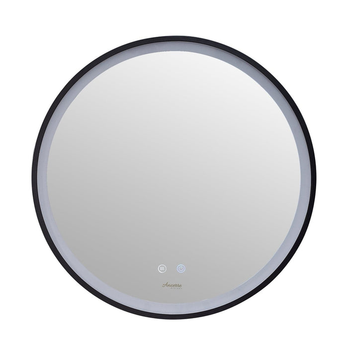 Ancerre Cirque Round LED Lighted Bathroom Vanity Black Framed Mirror - LEDM-CIRQUE-24 - Backyard Provider
