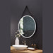Ancerre Sangle Round LED Mirror Black Framed Lighted Bathroom Vanity Mirror and Vegan Leather Strap - LEDM-SANGLE-24 - Backyard Provider