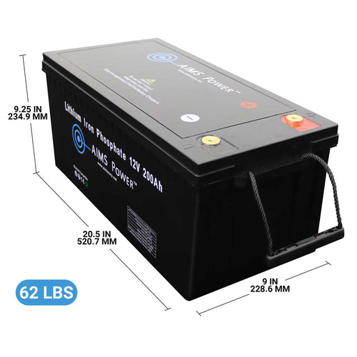 Aims Power LiFePO4 12V 200 AH Lithium Battery - Bluetooth