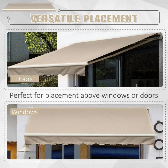 Outsunny 12' x 8' Outdoor Patio Manual Retractable Exterior Window Awning - 840-175CW