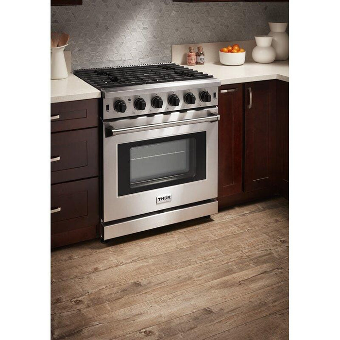 Thor Kitchen 30 in. Propane Gas Range, Range Hood, Dishwasher and Refrigerator, AP-LRG3001ULP-3