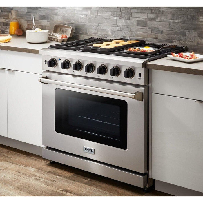 Thor Kitchen 36 in. 6.0 Cu. Ft Professional Natural Gas Range in Stainless Steel - LRG3601U
