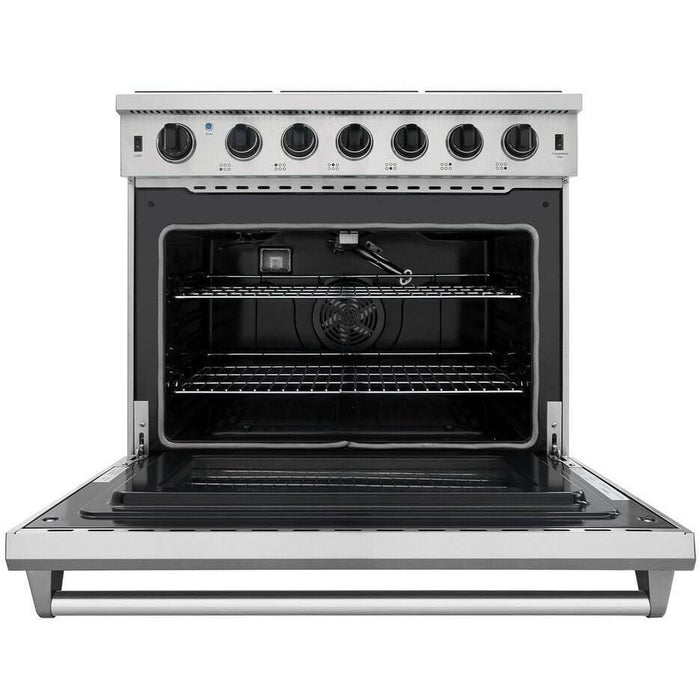 Thor Kitchen Appliance Package - 36 in. Propane Gas Range, Range Hood, Microwave Drawer, Refrigerator, Dishwasher, AP-LRG3601ULP-7