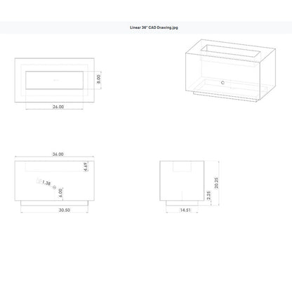 Fire Pit Art Linear 36 Fire Pit -CAD Dimension plan