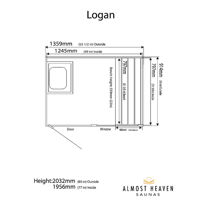 Almost Heaven Logan 1-Person Indoor Sauna