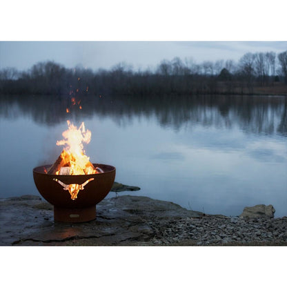 Long Horn at the Lake - with fire