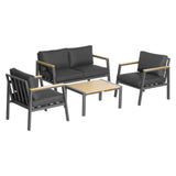 Outsunny 4 Piece Patio Furniture Set Aluminium Conversation Set -84B-783