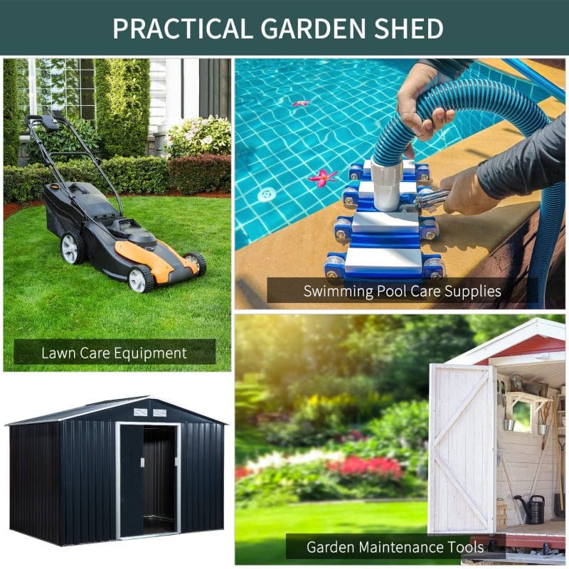 Outsunny 9' x 6.5' x 6.5' Outdoor Backyard Garden Tool Shed - 845-031CG